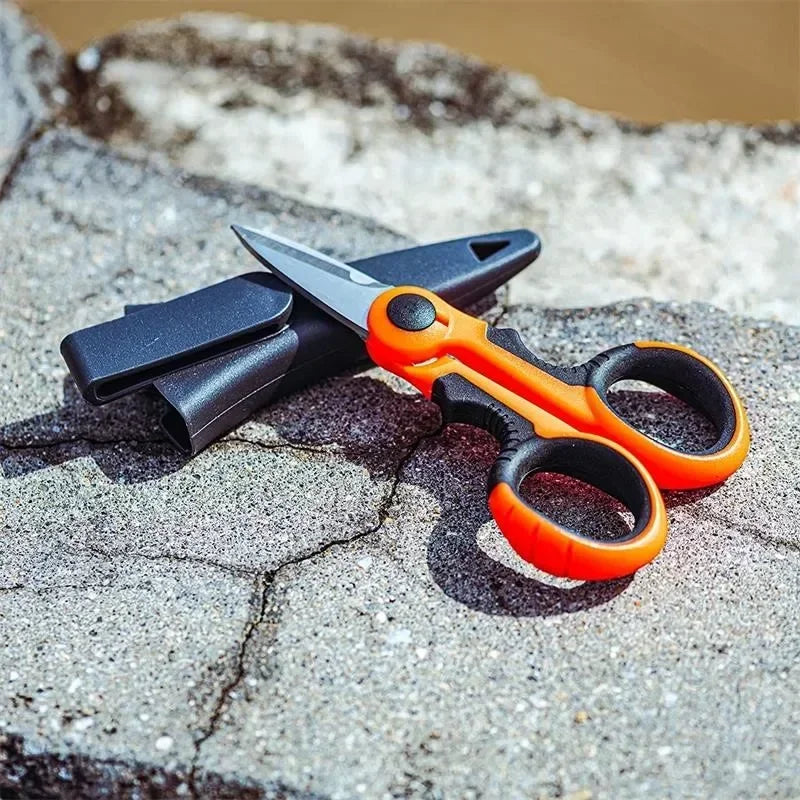 Professional Electrician Scissors | Heavy Duty Wire Stripping Shears with Non-Slip Handle