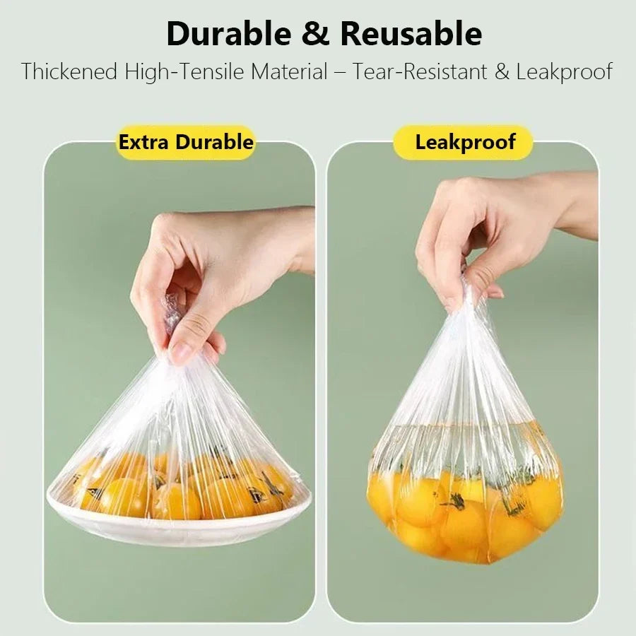 Kitchen Elastic Food Covers | 100 Pack Reusable Plastic Wrap for Bowls and Plates