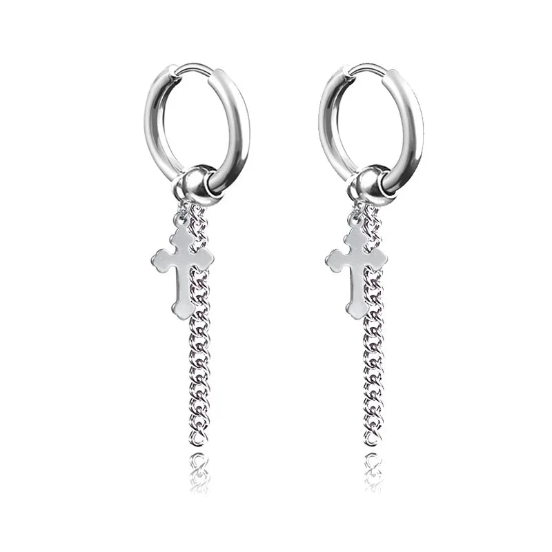 Fashion Punk Gothic Stainless Steel Drop Earrings | Unisex Stud Earrings for Men Women