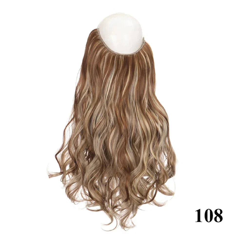 Fish line hair extension piece | 40cm 50cm 60cm straight and curly daily wear for women