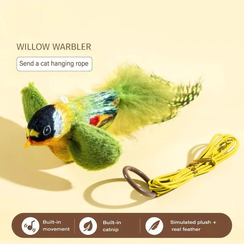 Interactive Cat Toy with Realistic Bird Sound | Plush Chirping Bird Catnip Toy for Cats & Kittens