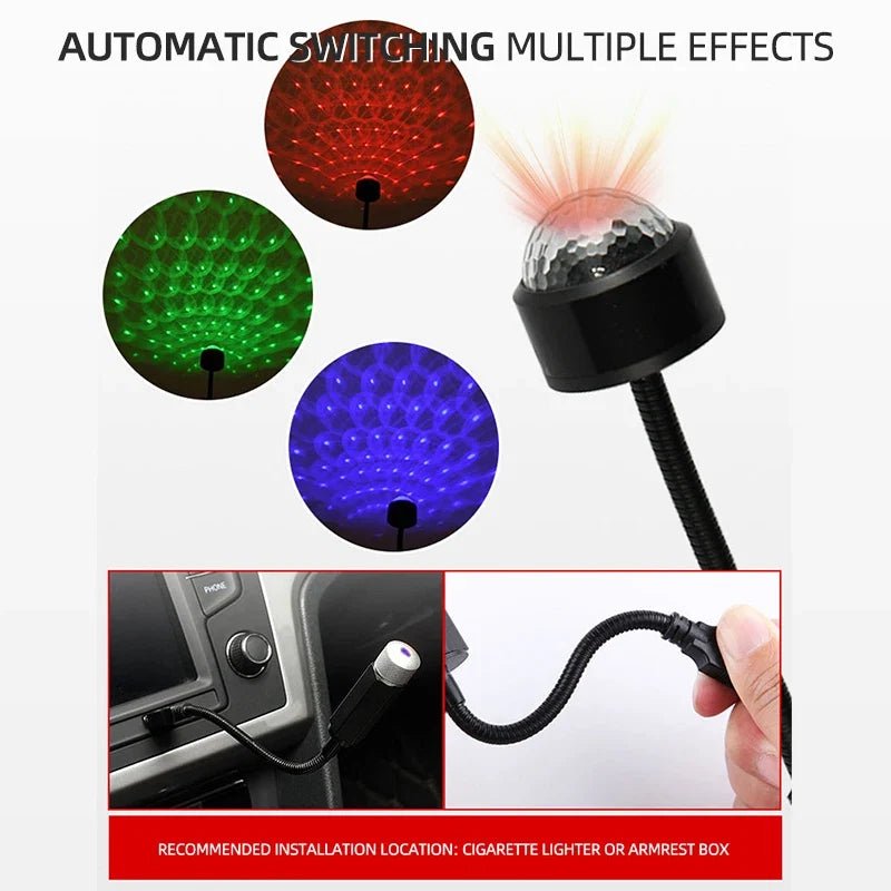 Car Roof Star Night Light | LED Interior Atmosphere Ambient Projector with Music Control