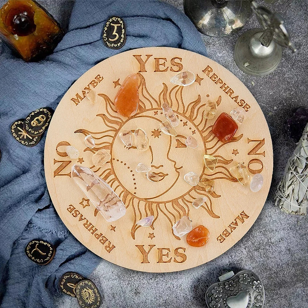 10cm Crystal Grid Wooden Display Board | Laser Engraved Spiritual Decor