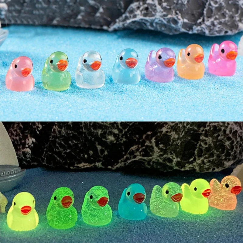 30 Pcs Glow in the Dark Miniature Duck Figurines | Luminous Resin Fairy Garden Decor