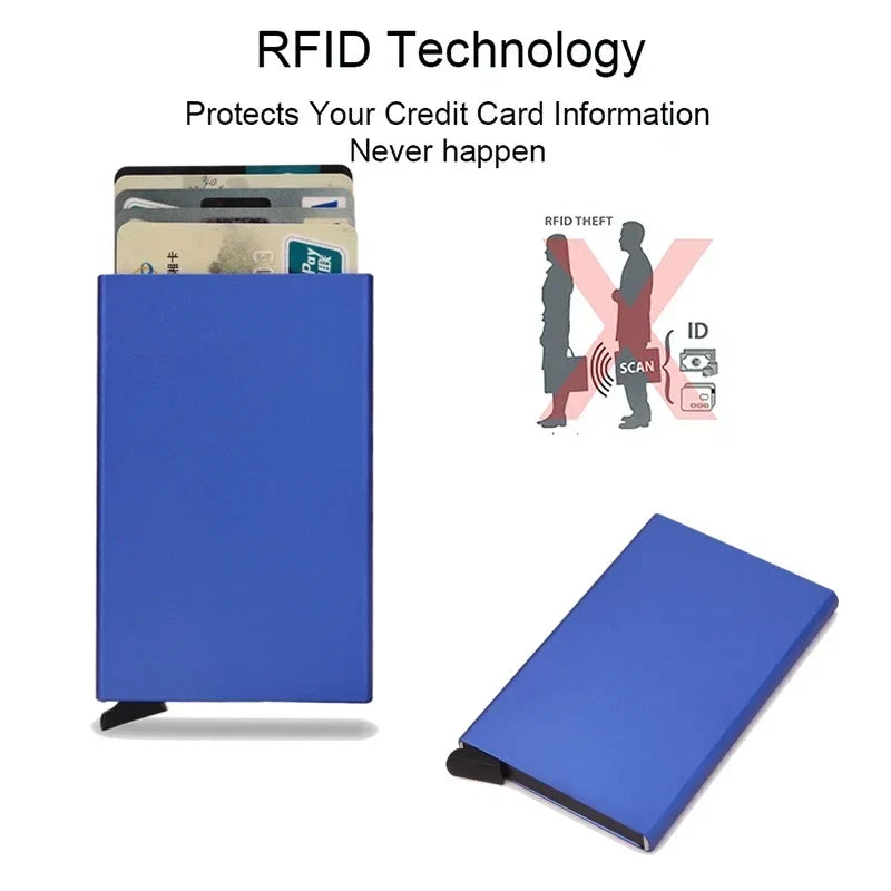 RFID Blocking Metal Wallet | Slim Pop Up Card Holder for Men and Women