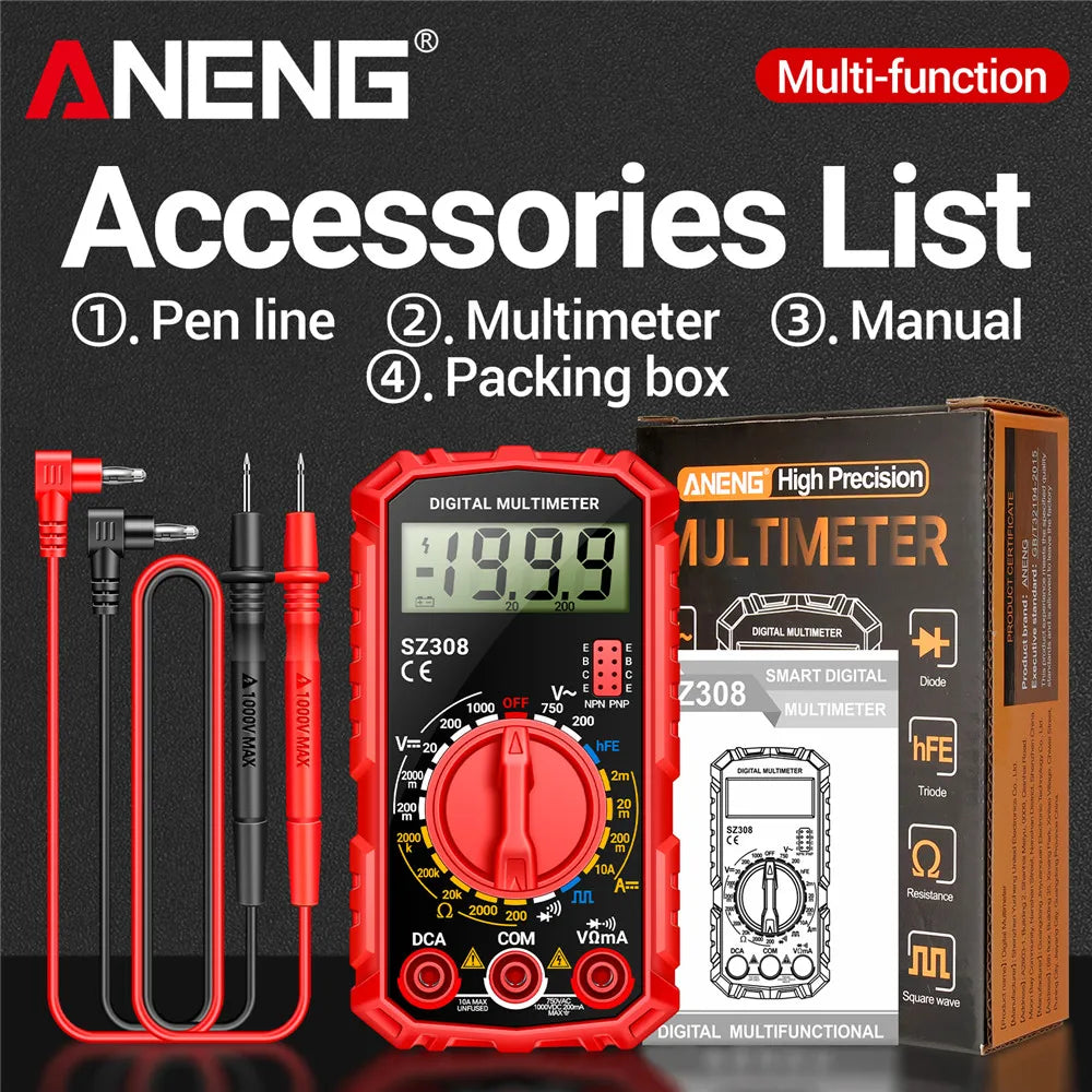 ANENG SZ308 1999 Count Digital Multimeter | High-Precision AC/DC Tester