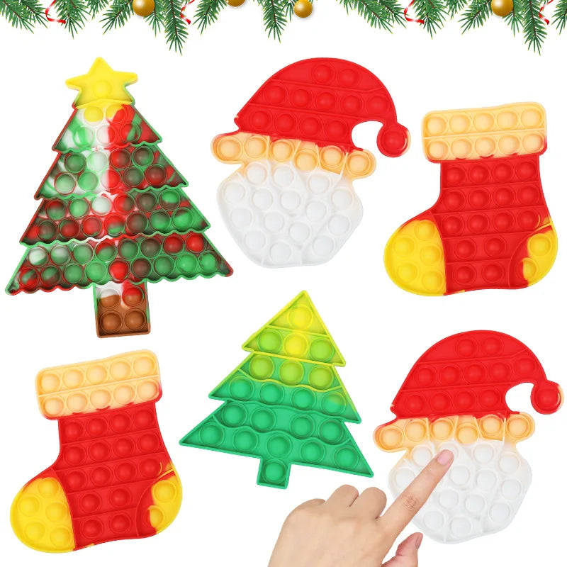 Christmas Pop Fidget Toy Santa Claus Xmas Tree | Silicone Stress Relief Party Gift