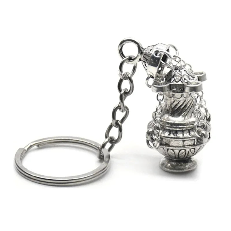 Christian Incense Burner Keychain | Religious Key Ring for Car Bag Pendant