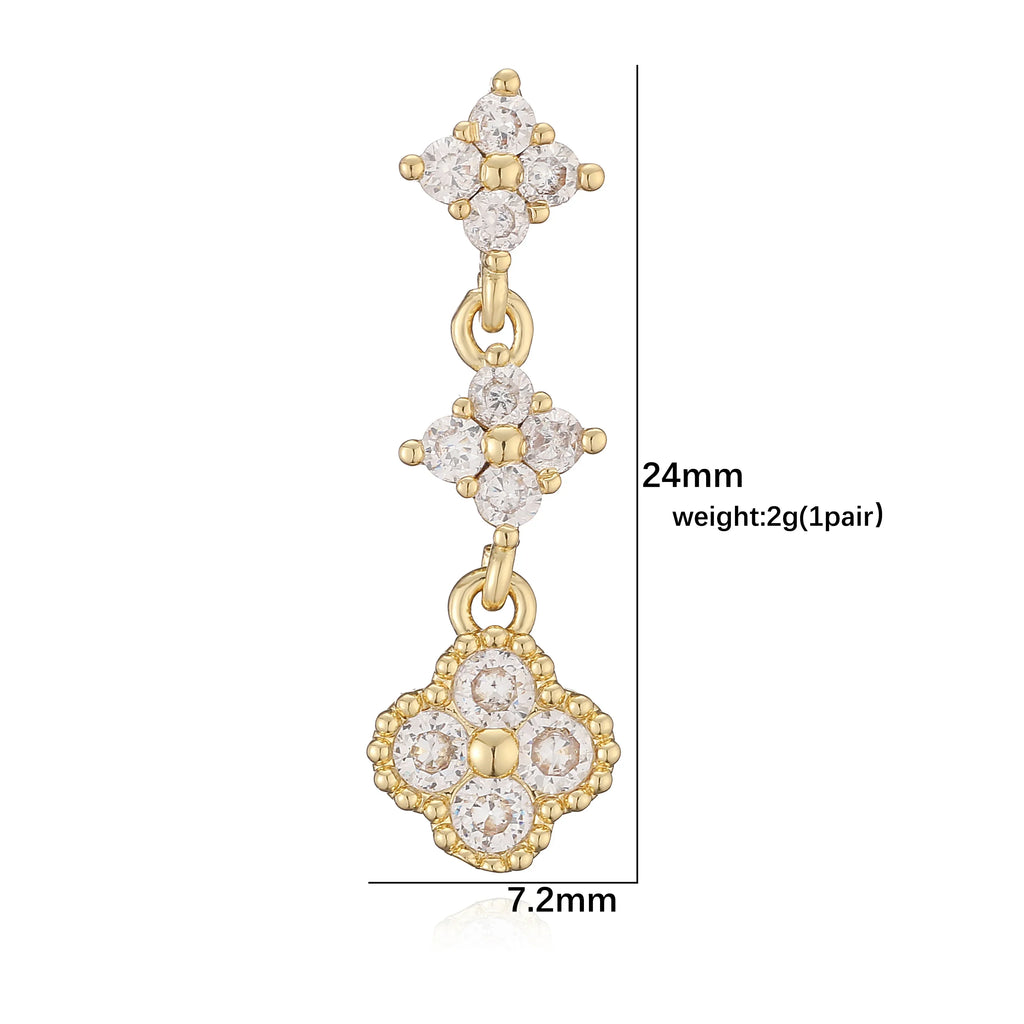 Sparkling Zirconia Floral Tassel Stud Earrings | French Banquet Style Jewelry