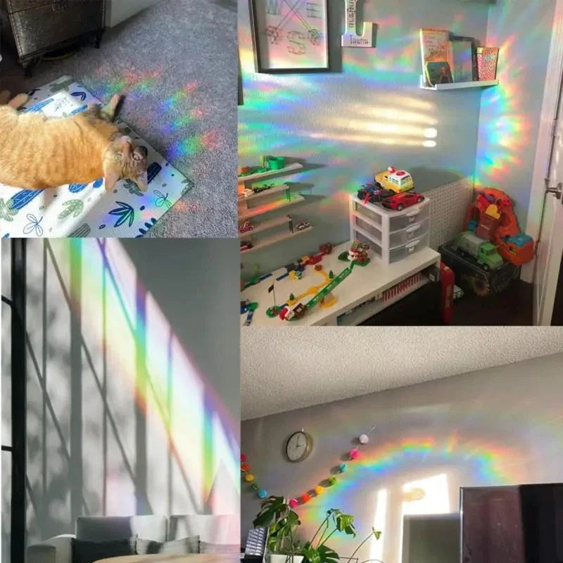 Rainbow Suncatcher Window Stickers | PVC Cat Butterfly Prism Glass Decal