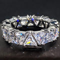 Luxurious 925 Sterling Silver Ring | Triangular Zircon Engagement Jewelry for Women