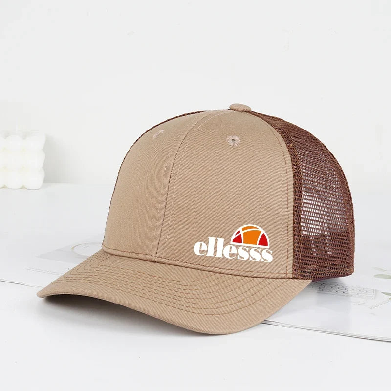 Breathable Mesh Trucker Hat with Ellessss Print | Adjustable Snapback for Outdoor Sun Protection