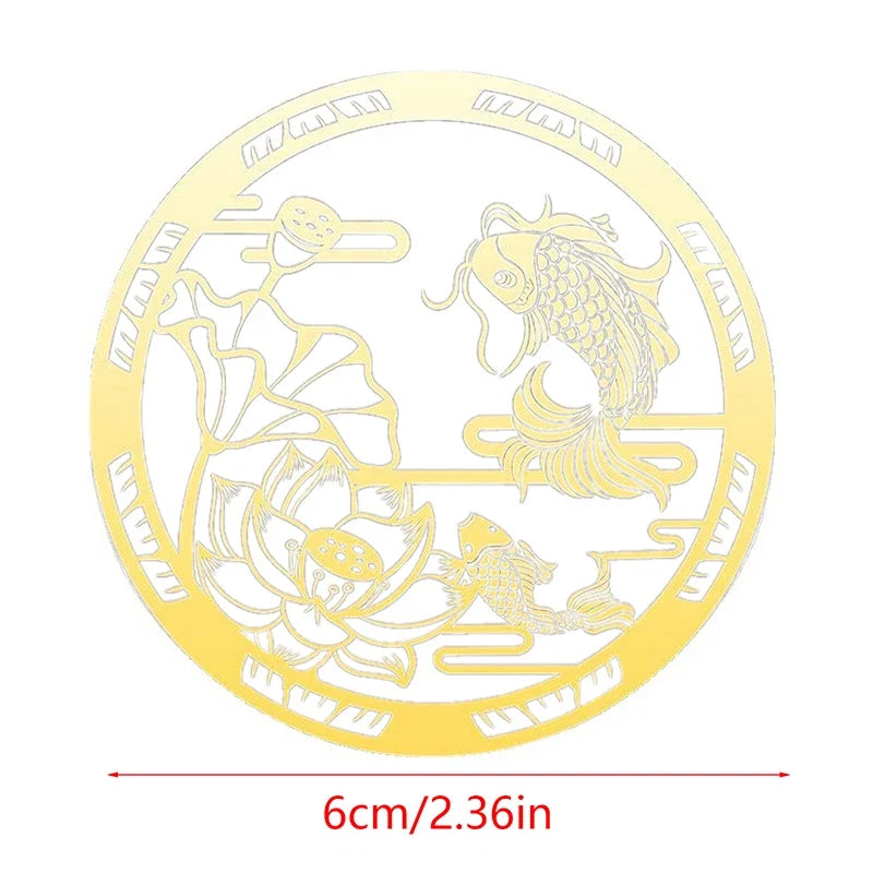 Carp Lotus Metal Sticker | Lucky Wealth Feng Shui Decoration
