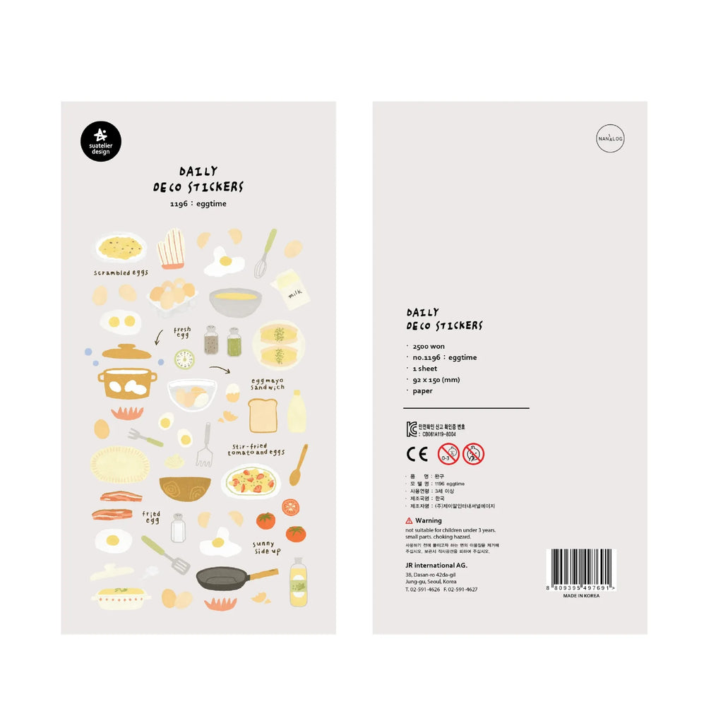 Eggtime Breakfast Sticker Set | Korean Aesthetic Paper Stickers for Scrapbooking and DIY