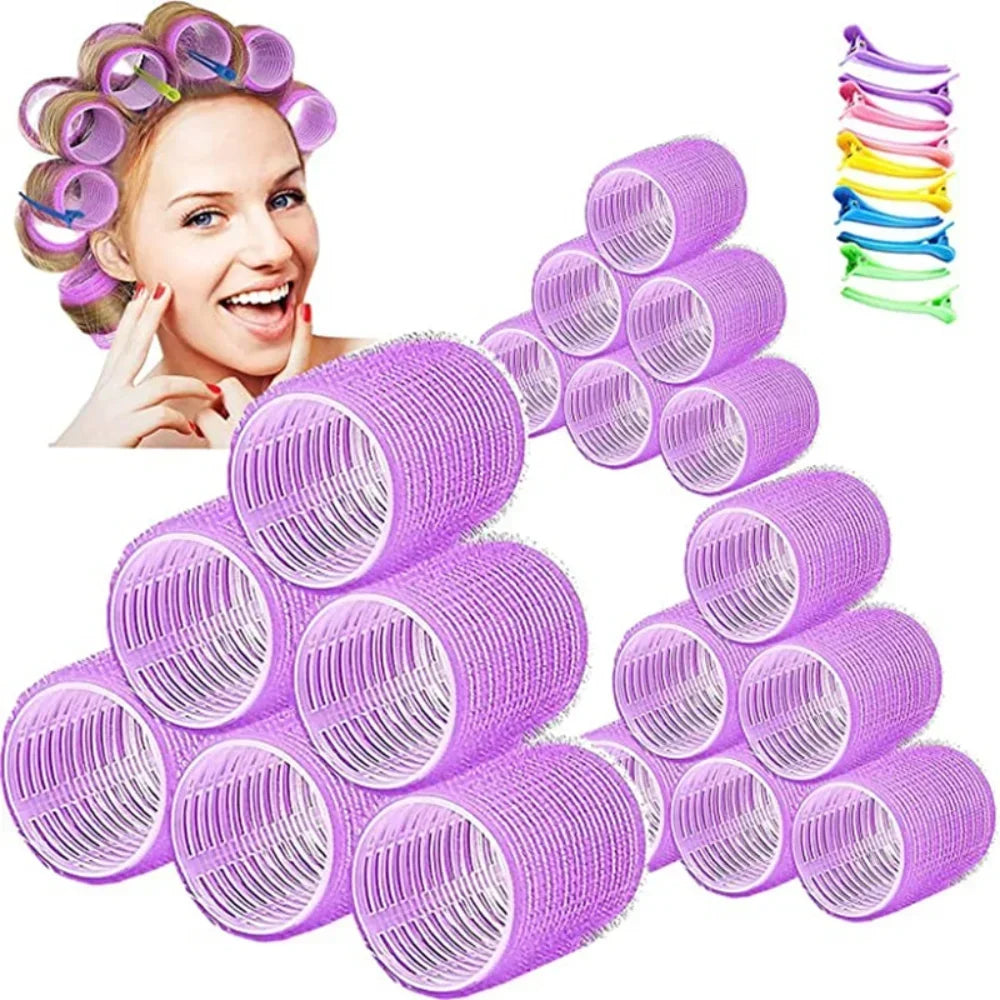 Self-Grip Hair Rollers Heatless Hair Curlers | No Heat DIY Styling Tool for Volume and Bangs