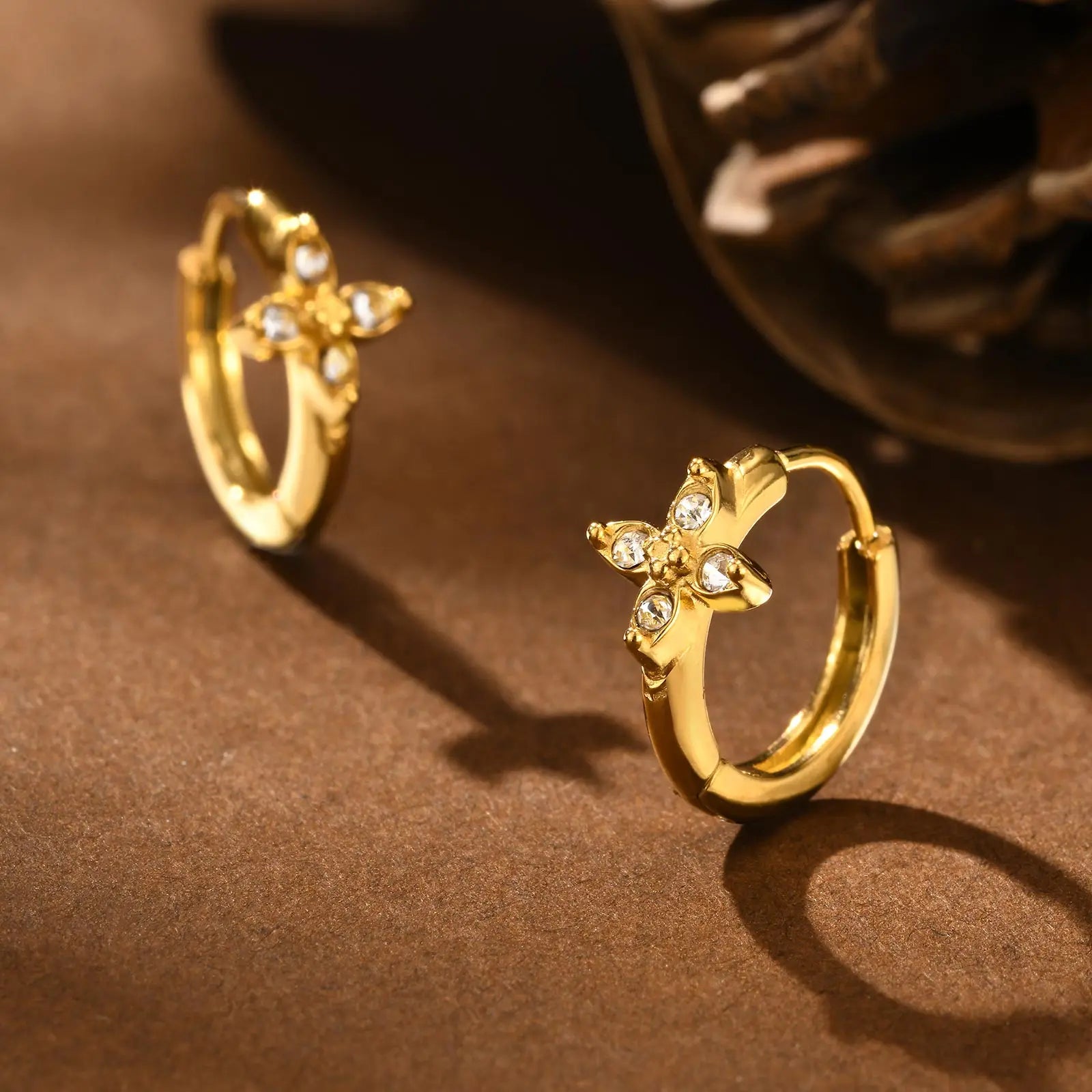 Heart-Shaped Zircon Earrings for Women | Stainless Steel Gold Hoop Earrings
