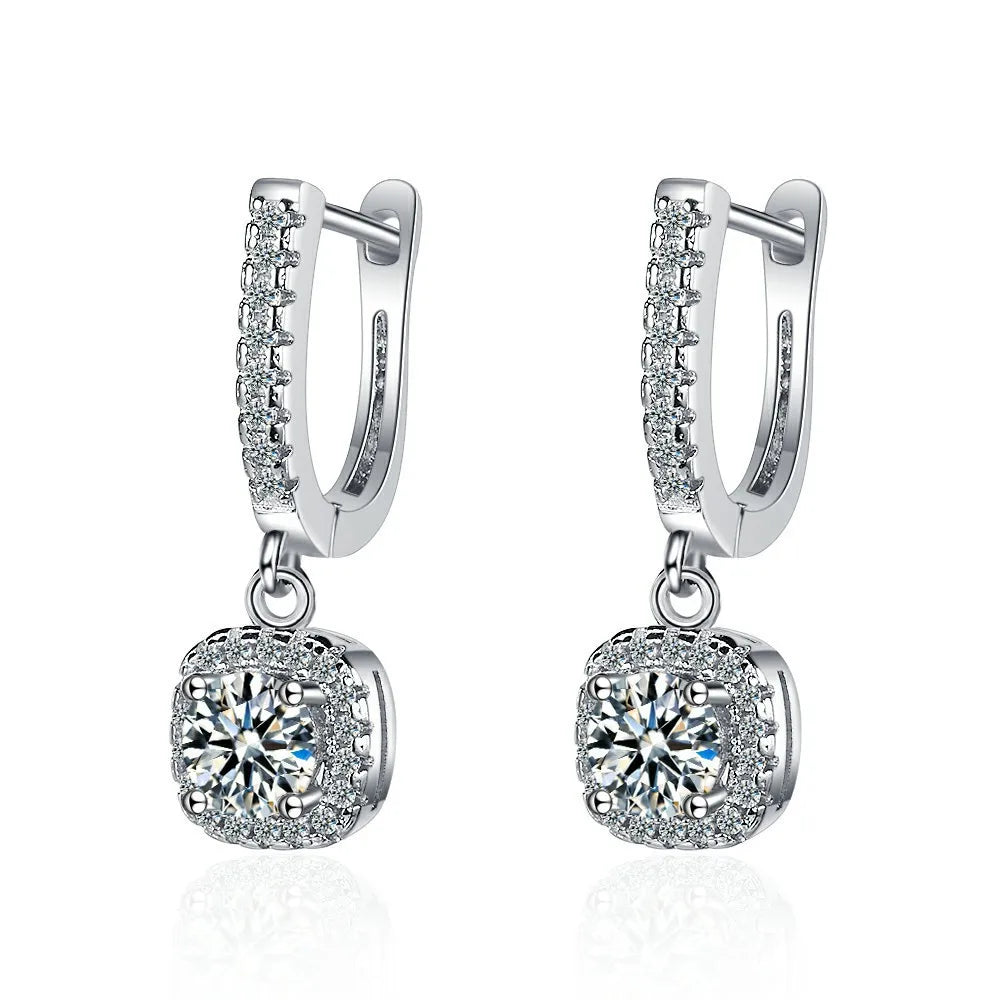 2CT Moissanite Huggie Hoop Earrings | Lab Created Diamond 925 Sterling Silver Dainty Hoop Dangle Earrings