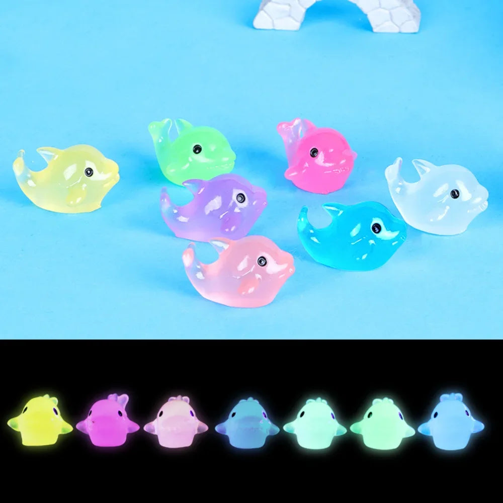 Mini Luminous Dolphin Ornaments Set | Glow in the Dark Micro Landscape Figurines