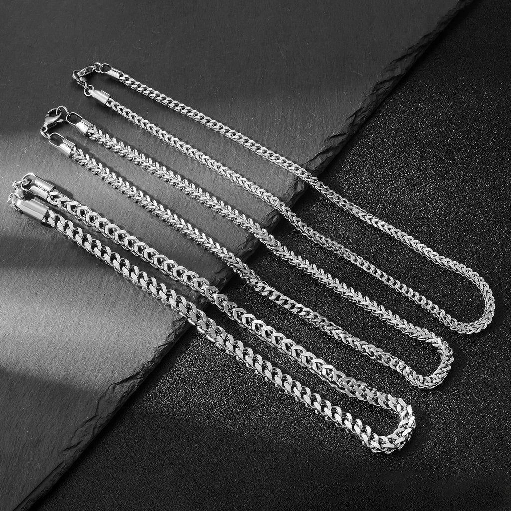 316L Stainless Steel Franco Fox Tail Chain Necklace | Gold Silver Color Gift for Men Women