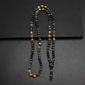6mm Natural Map Stone Beaded Necklace | Black Shimmerstone Hematite for Unisex