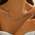 Personalized Color Inlaid Zirconia Jewelry Set | Trendy Necklace and Bracelet for Women