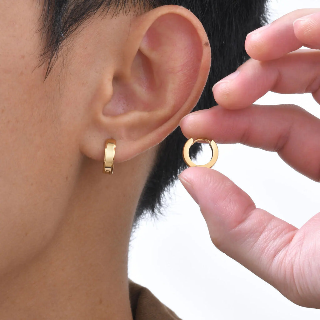 Men Hoop Earrings | Stainless Steel Small Huggies Earrings for Daily Wear