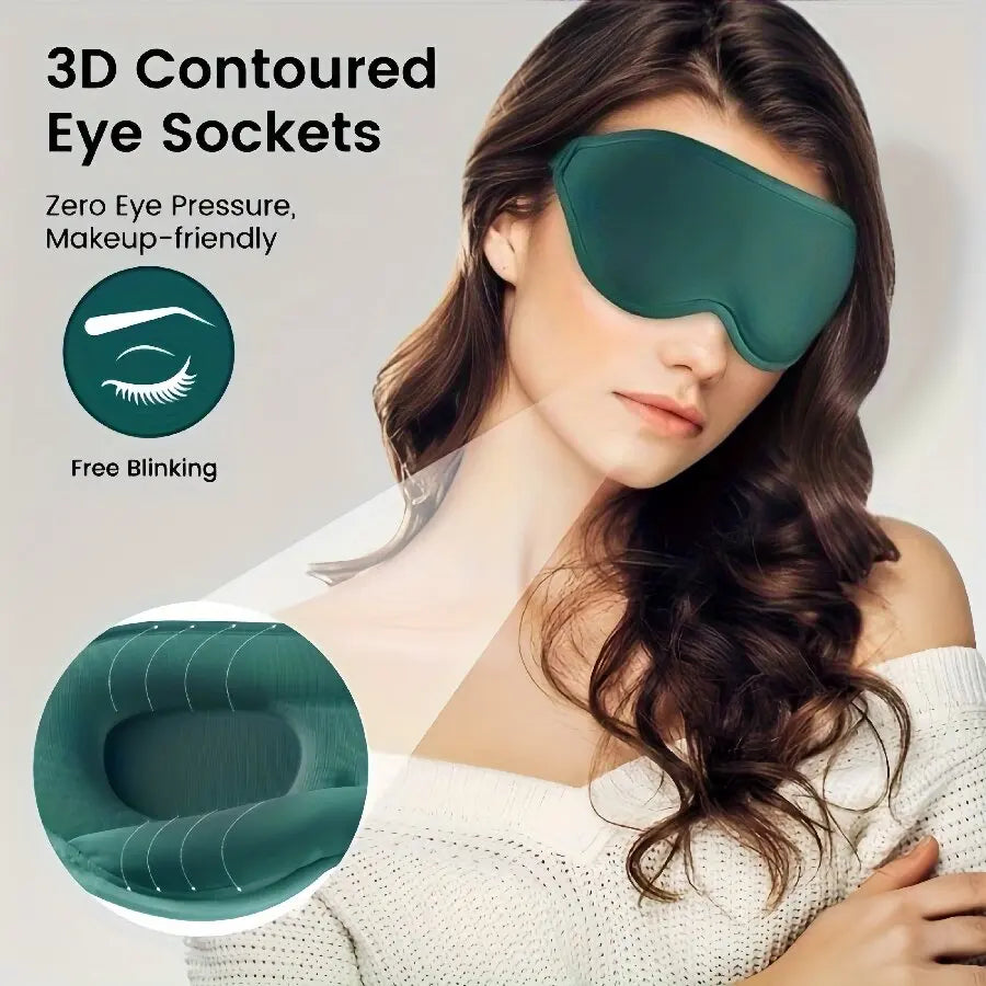 3D Contoured Sleep Mask for Adults and Kids | Light Blocking Eye Cover