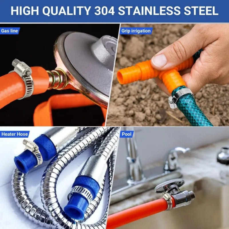 Adjustable Stainless Steel Screw Band Hose Clamps | Multi-Purpose Pipe Fasteners for Automotive and Plumbing