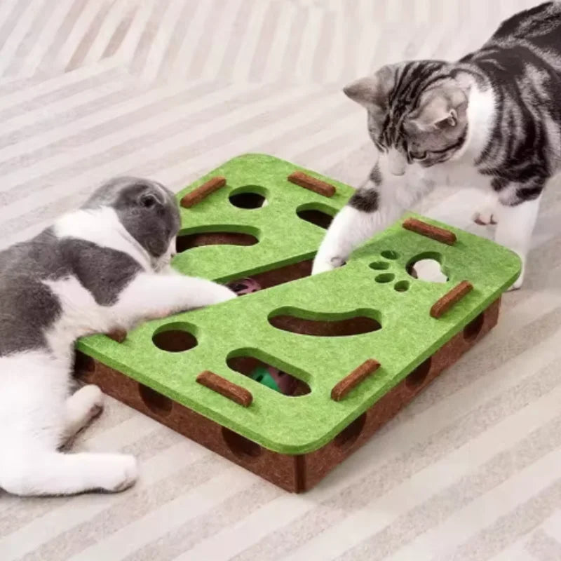 Interactive Maze Cat Toy | Felt Plush Puzzle with Bell Ball