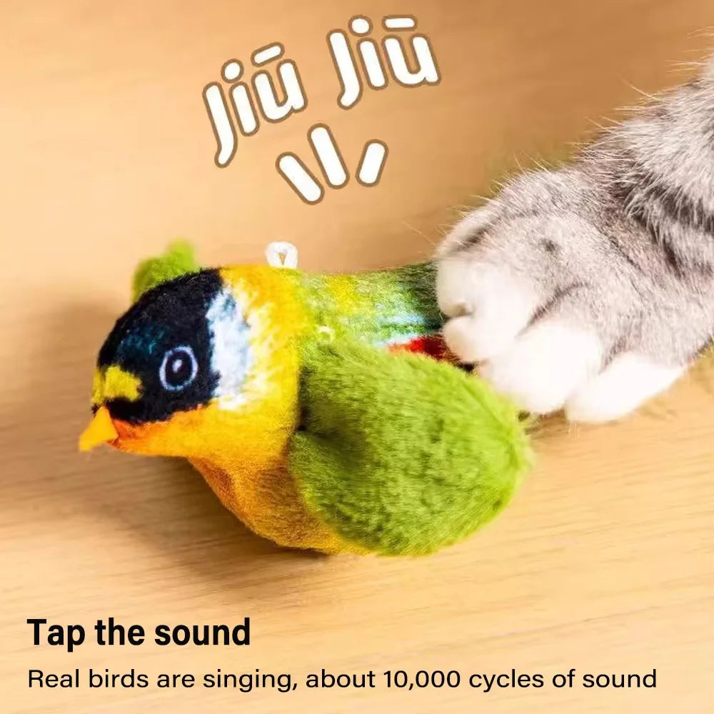 Interactive Cat Toy with Realistic Bird Sound | Plush Chirping Bird Catnip Toy for Cats & Kittens