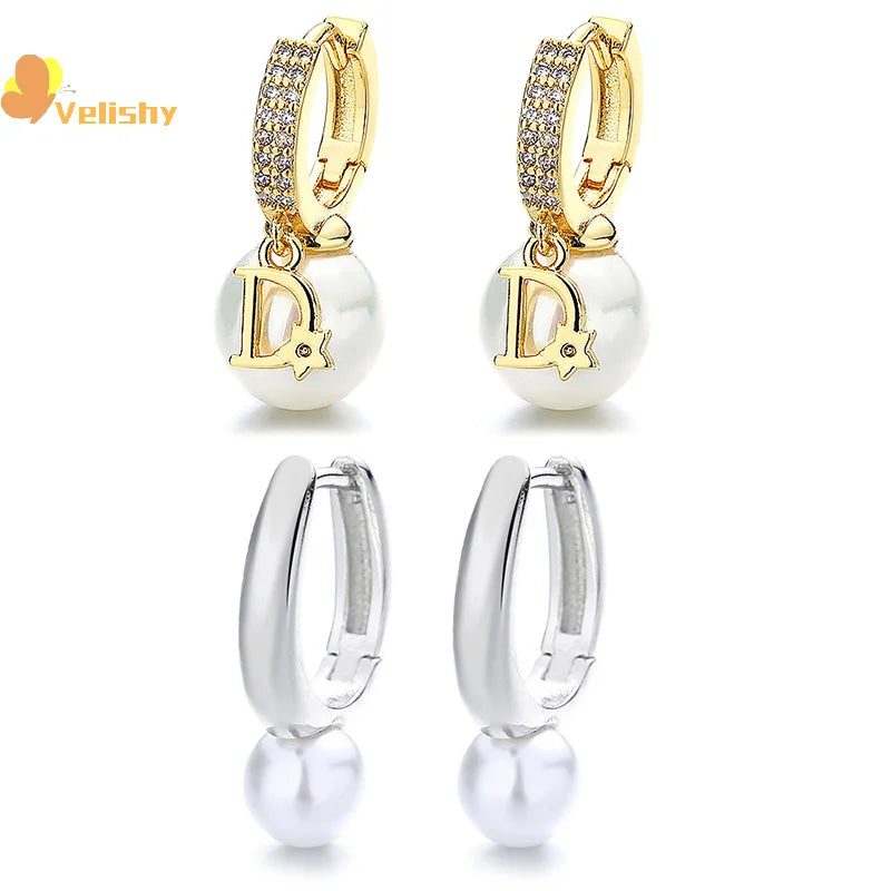 Pearl Hoop Earrings for Women | Light Luxury Fashion Jewelry
