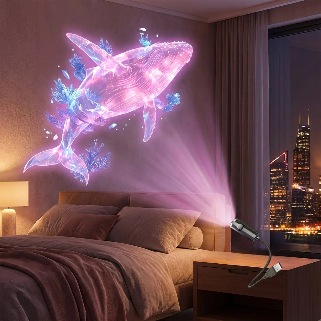 Ocean USB Projector Night Light | 8 Replaceable Lamp Sheets for Ambient Home Ceiling Lighting