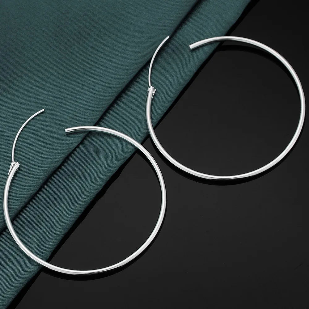 925 Sterling Silver Large Circle Hoop Earrings | Wedding Fine Fashion Jewelry