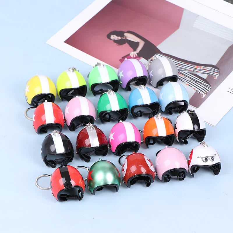 Mini Motorcycle Helmet Keychain | Cute Metal Key Ring for Women and Men