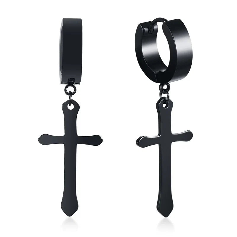 Stainless Steel Cross Earrings for Men | Religious Stud Earrings