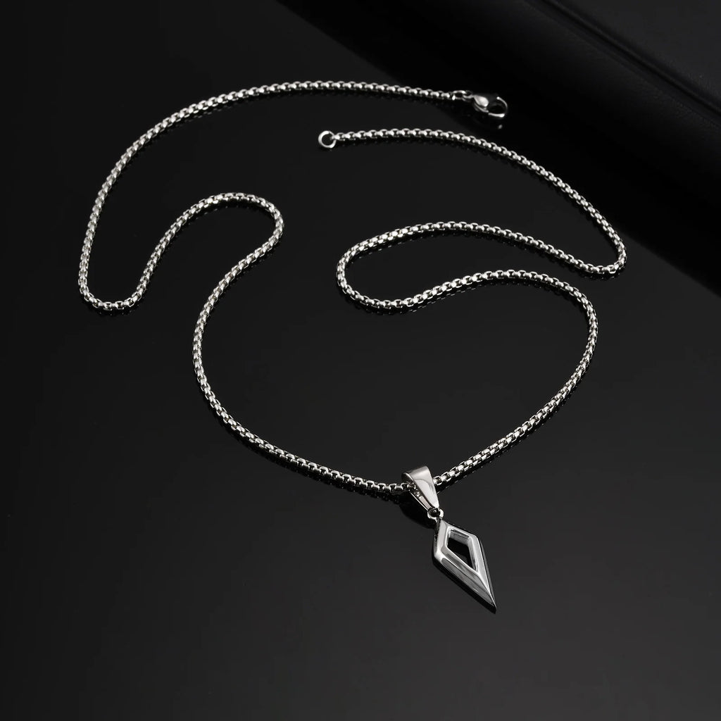 Stainless Steel Four-pointed Star Pendant Necklace | Geometric Collar Jewelry for Men