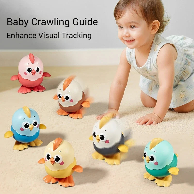 Clockwork Chick Toy on Chain | Wind-Up Crawling Chicken for Baby