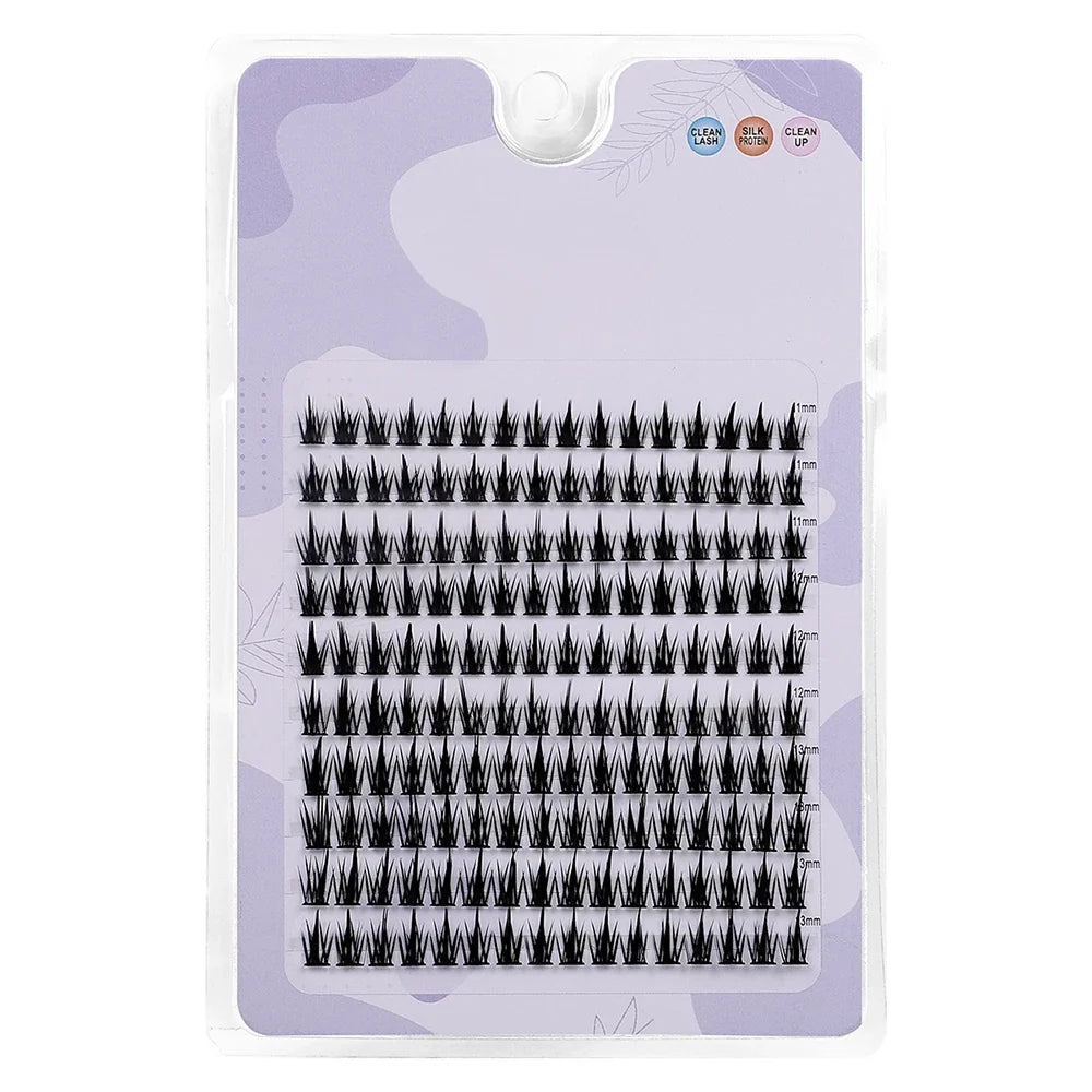 160 Pcs Wheat-Ear Shape Fake Eyelashes | Fine Stem DIY Eyelash Extension Clusters