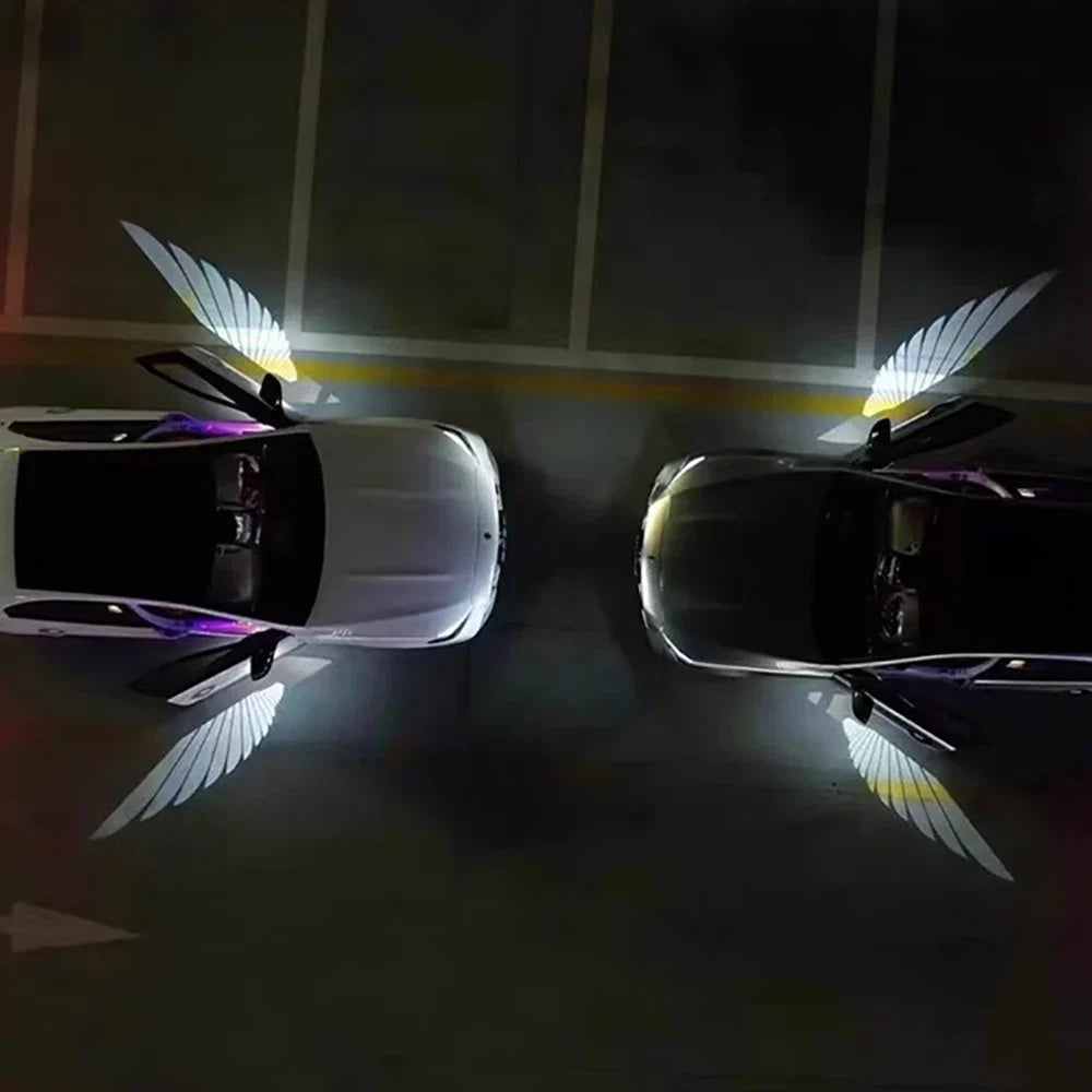 2PCS Angel Wings Door Welcome Light Car Atmosphere Lights | LED Wireless Projection Car Decorative Lights