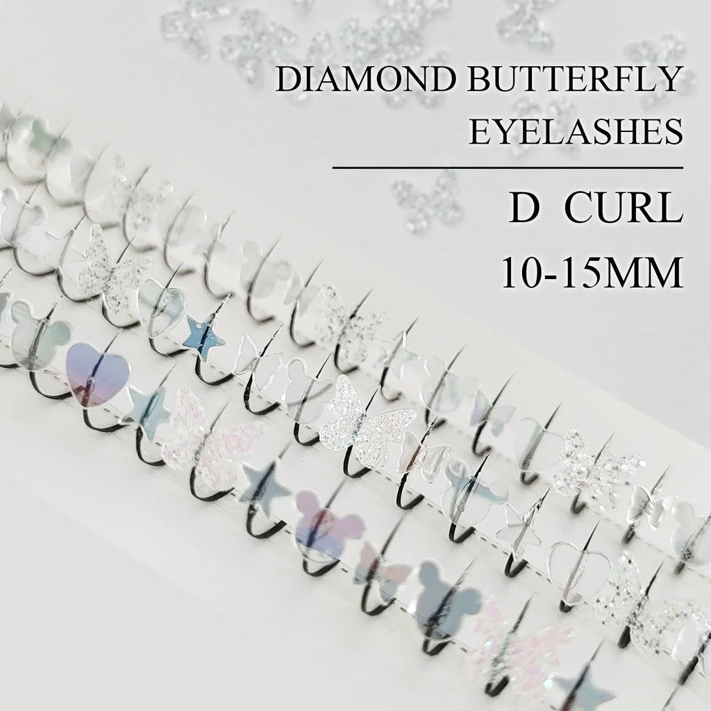Summer Silvery Butterfly Fairy Eyelashes | Glitter Music Festival Lashes 10-15mm