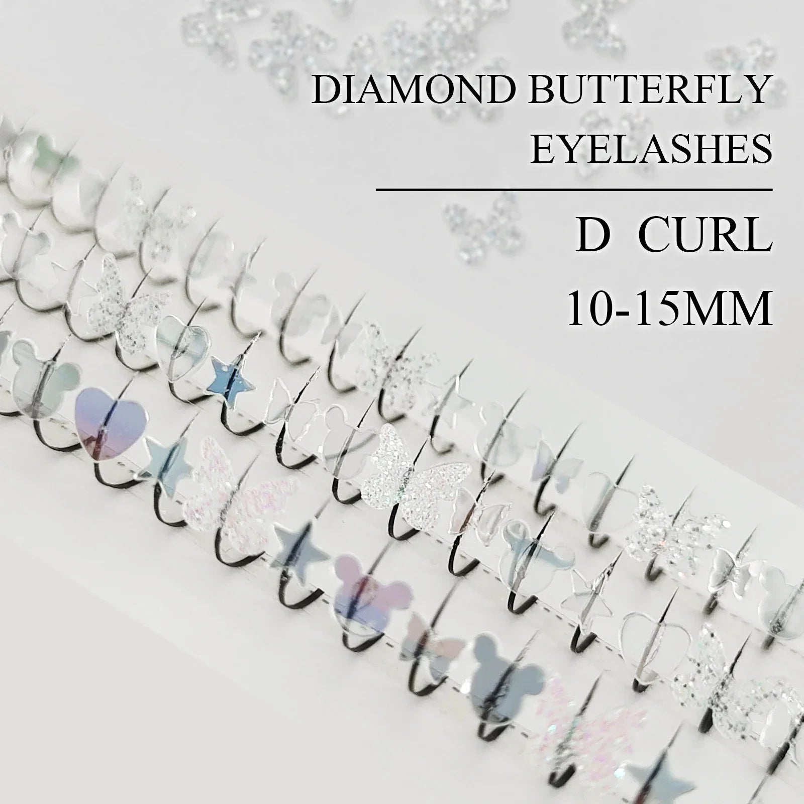 Summer Silvery Butterfly Fairy Eyelashes | Glitter Music Festival Lashes 10-15mm