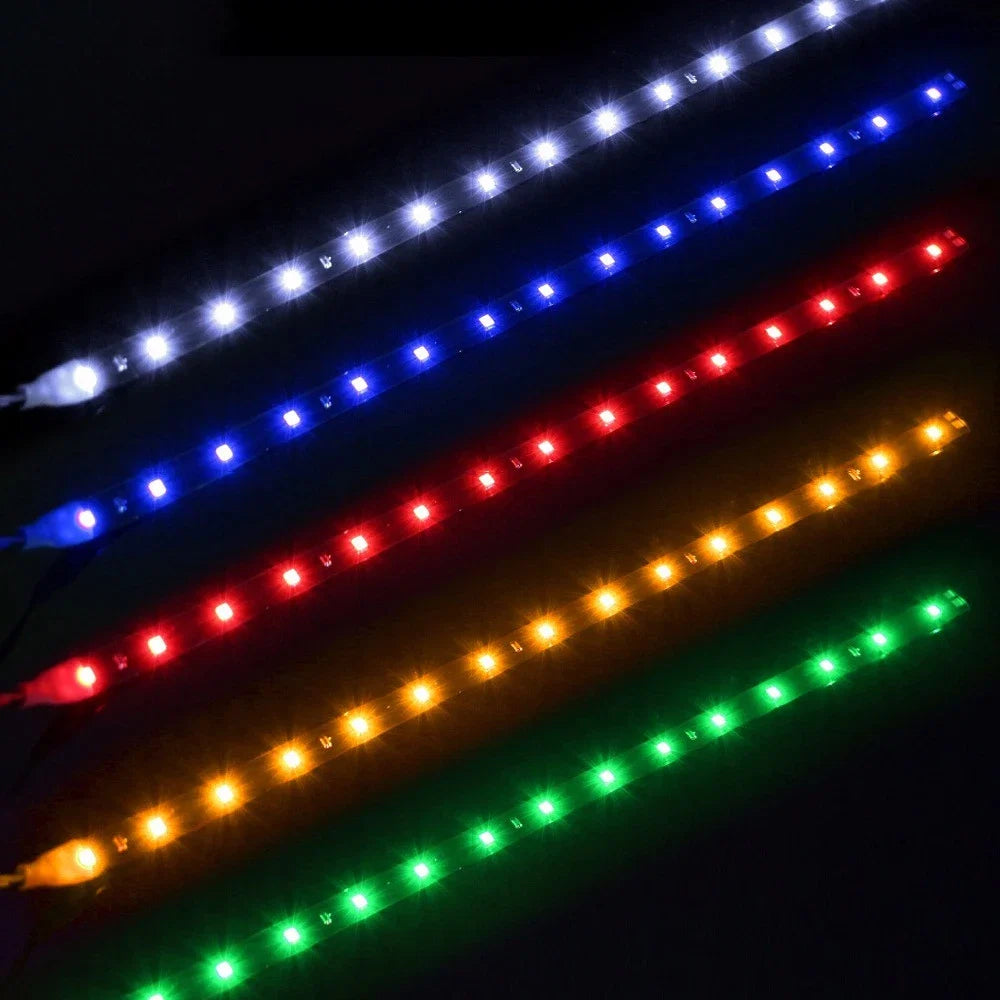 2X 30cm Car LED Strip Lights DRL | Flexible Ambient Decorative Atmosphere Lamp for 12V Vehicles
