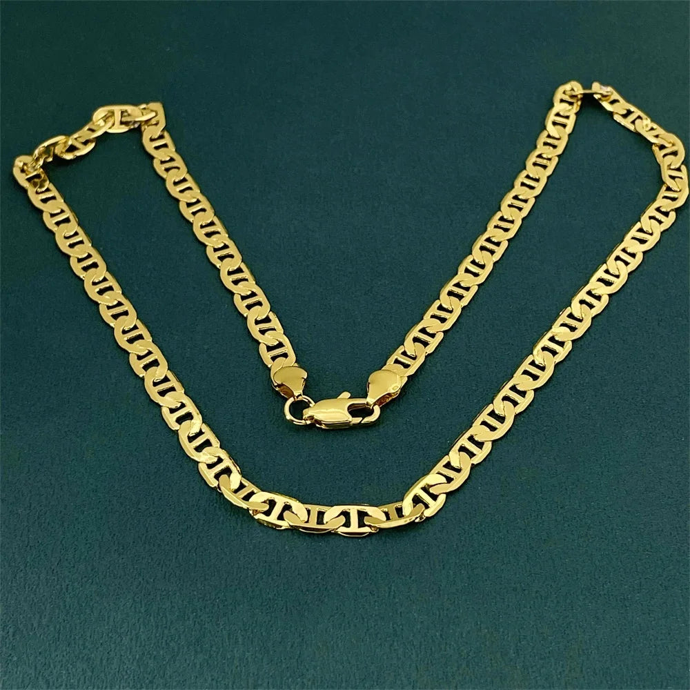 Andara 925 Sterling Silver Gold Plated 6mm Figaro Necklace | Unisex Engagement Gift