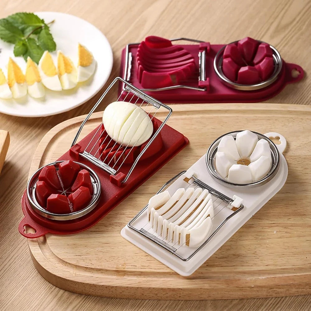 2 In 1 Egg Slicer Multifunctional Stainless Steel Egg Cutter | Kitchen Gadget for Slicing Eggs, Fruits, and Vegetables