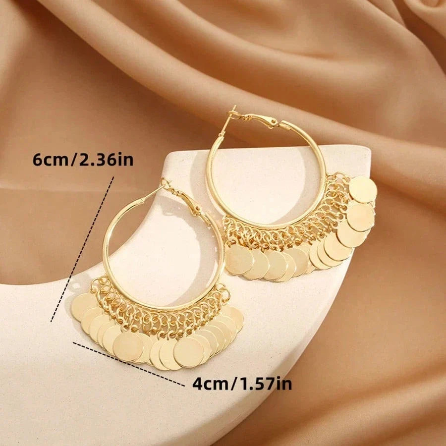 Geometric Disc Charm Earrings | Fashion Hoop Earrings for Women