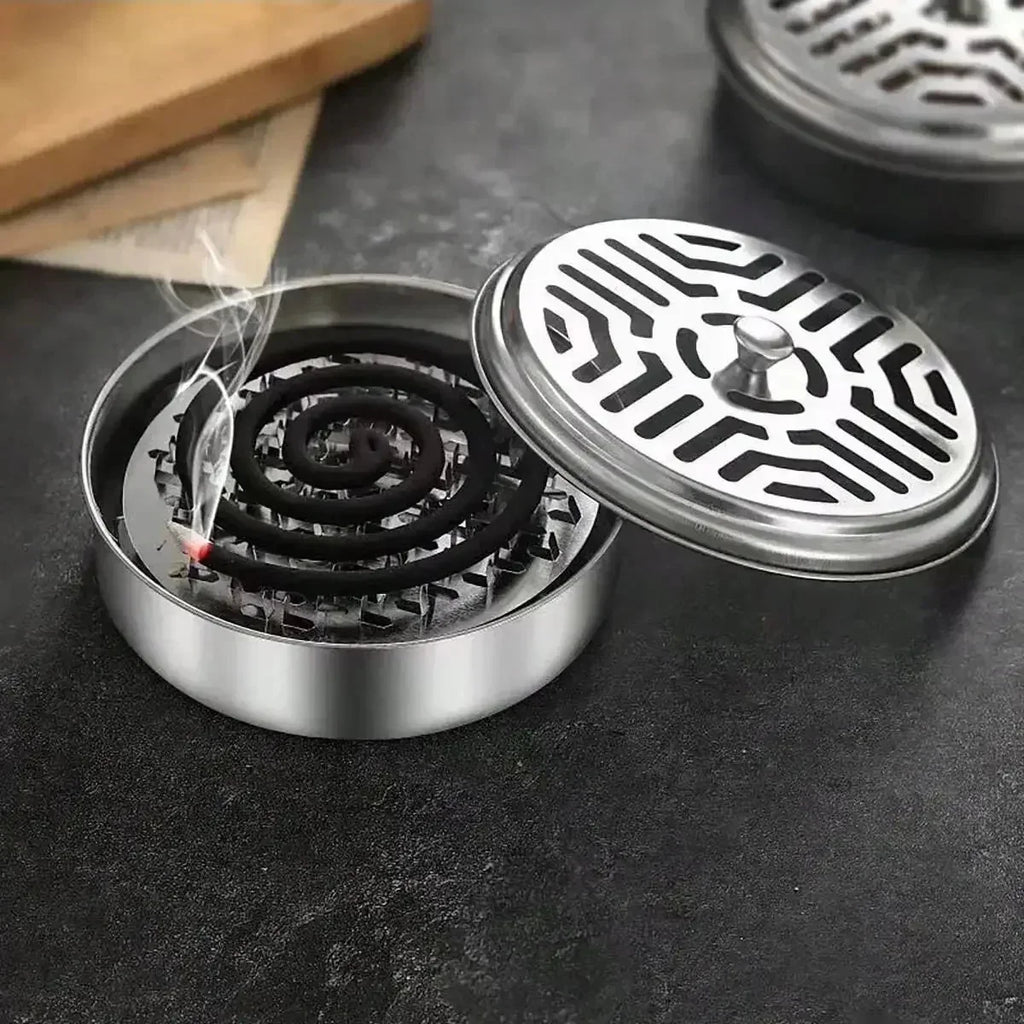 Mosquito Coil Holder with Cover | Portable Insect Repellent Rack for Home and Camping