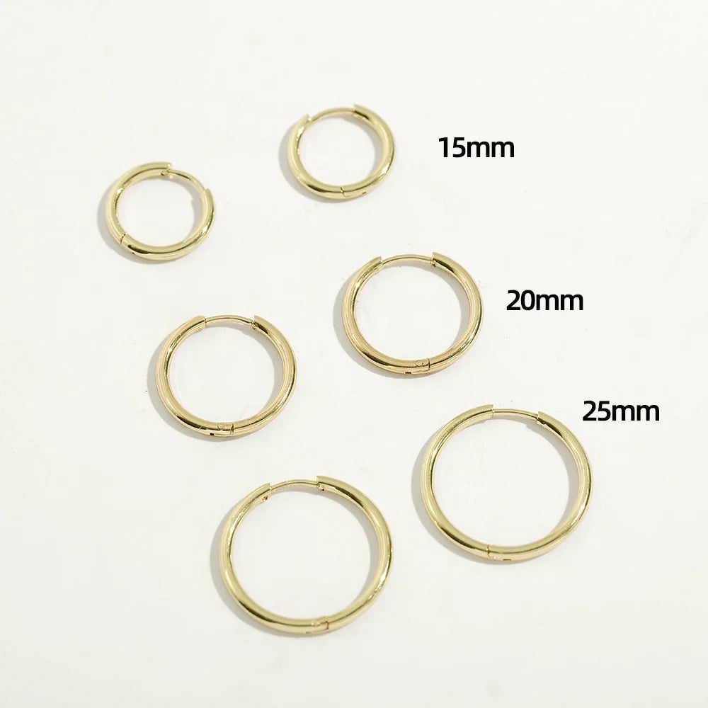 Gold Stainless Steel Hoop Earrings for Women Men | Minimalist Circle Huggies