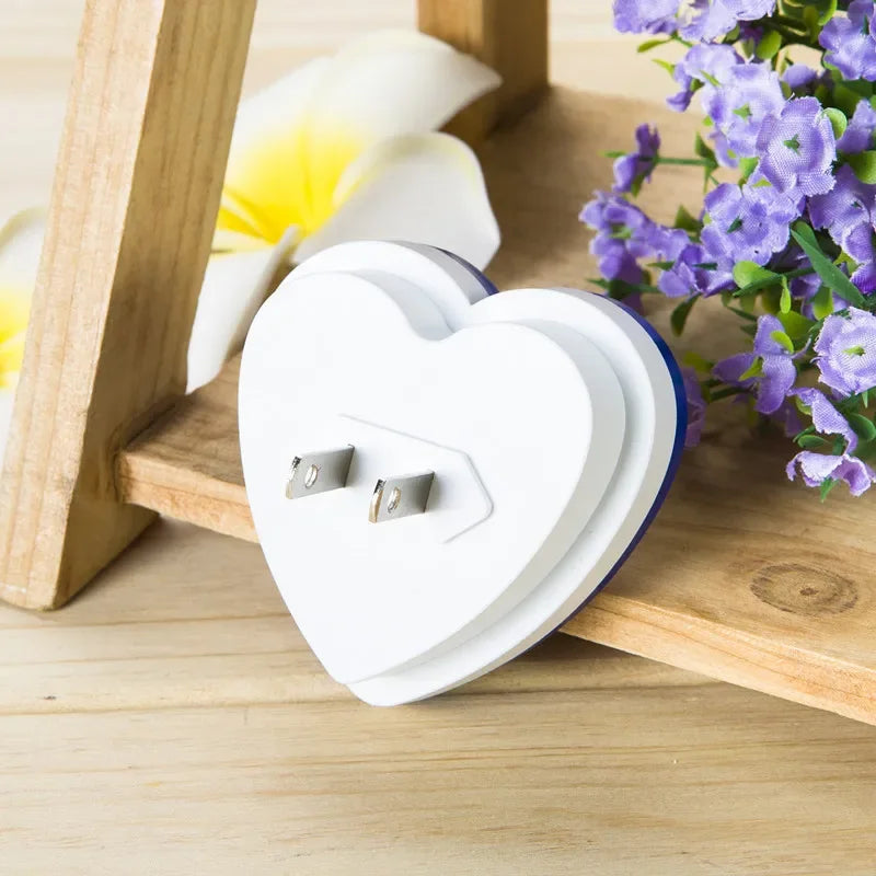 Heart-shaped LED Night Light | Auto Sensor Plug-in Night Lamp for Bedroom