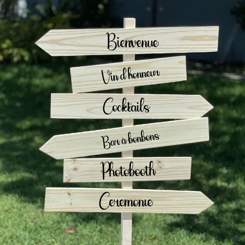 French Wedding Directional Sign Stickers | Baptism Party Personalized Vinyl Decals