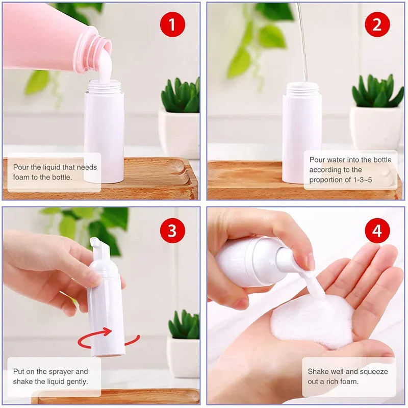 Mini Foam Dispenser Pump Bottles | 30ml 60ml Travel Refillable Soap Containers